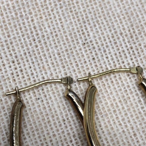 Vintage SLC 14k GF sterling silver hoop earrins crystal - Picture 4 of 8